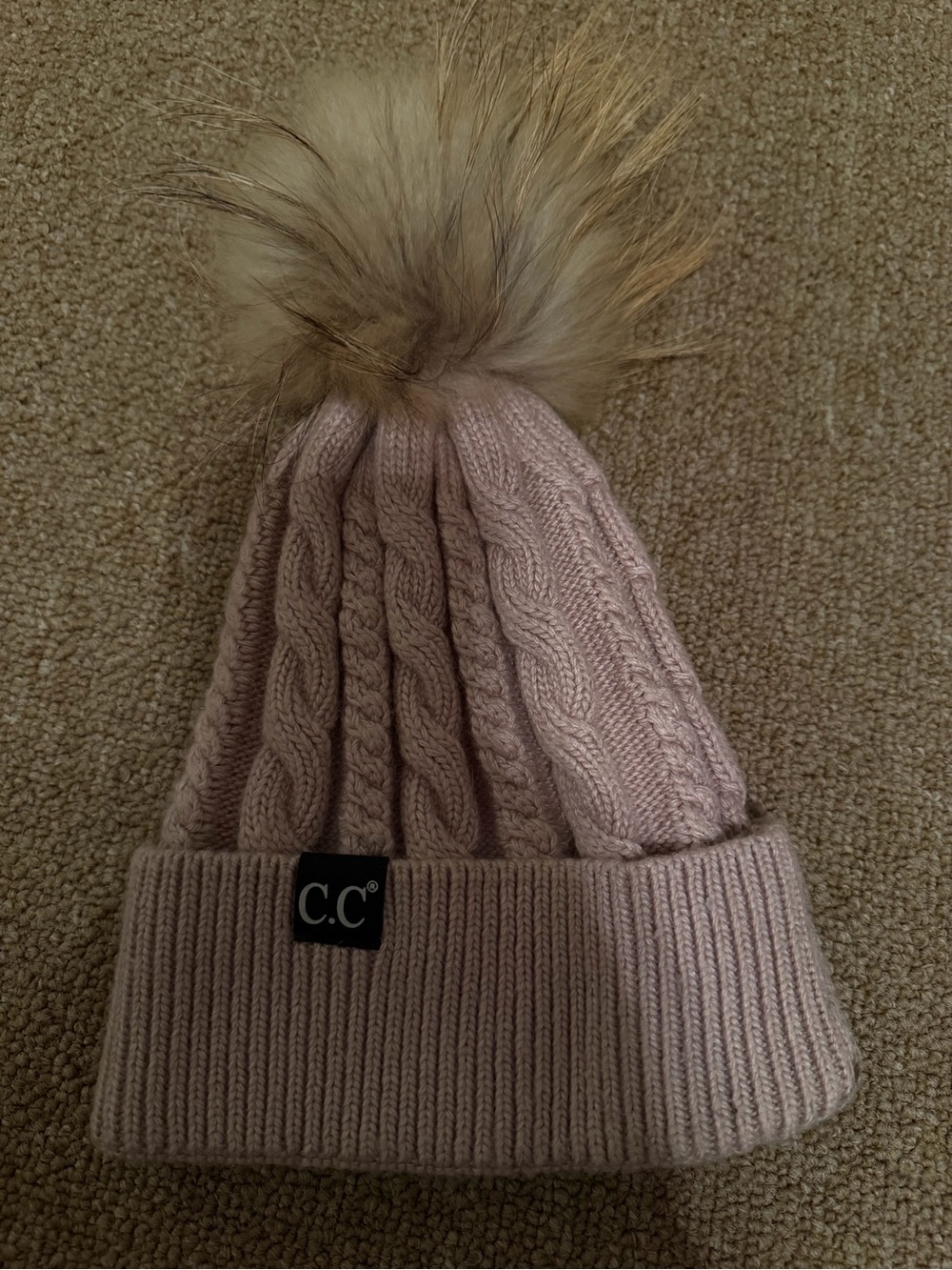 C.C Knit Pom Beanie - Light Pink